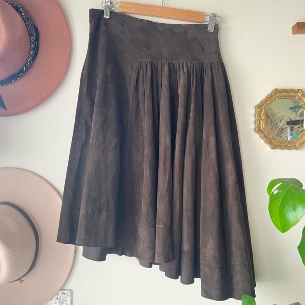 Hugo Boss Goat Skin asymmetrical Brown A-Line Skirt